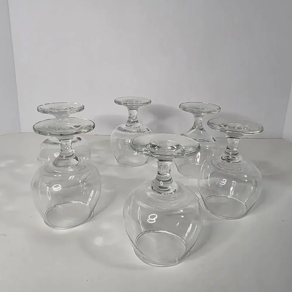 Set of 6 Clear Glass Brandy Snifters Cognac Glasses Stemmed Barware
